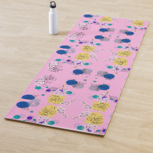Modern Pink Boho Floral Abstract Botanical Shapes Yoga Mat