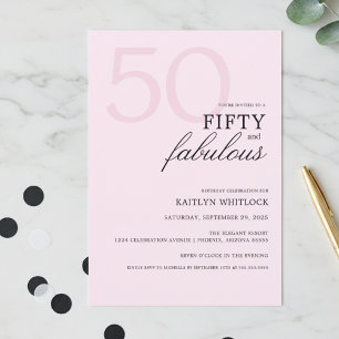 Modern Pink Bold 50 and Fabulous Birthday Party Invitation