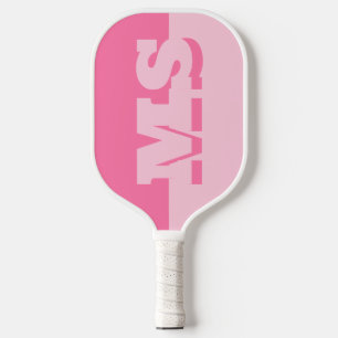 Modern Pink Bold Initial Monogram Pickleball Paddle