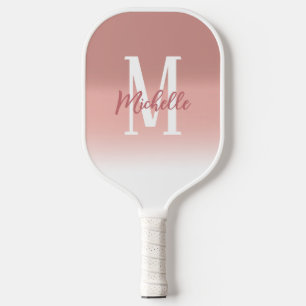 Modern Pink Bold Monogram  Pickleball Paddle
