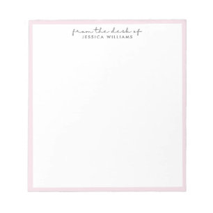 modern, pink border from the desk of notepad