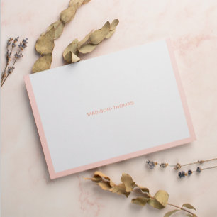 Modern Pink Border Orange Stationery Card