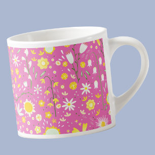 Modern Pink Botanical Wildflower Floral Keepsake Espresso Cup