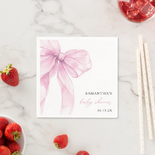 Modern Pink Bow Baby Shower Napkin
