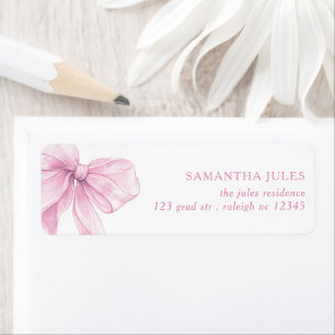 Modern Pink Bow Baby Shower Return Address