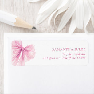Modern Pink Bow Baby Shower Return Address
