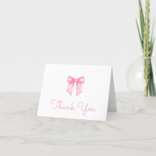 Modern Pink Bow Baby Shower Thank You Card