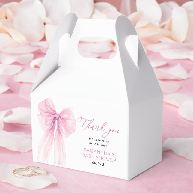 Modern Pink Bow Baby Shower Thank You Favour Box (Wedding)