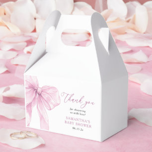 Modern Pink Bow Baby Shower Thank You Favour Box