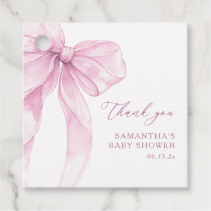 Modern Pink Bow Baby Shower Thank You Favour Tags
