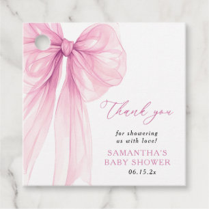 Modern Pink Bow Baby Shower Thank You Favour Tags