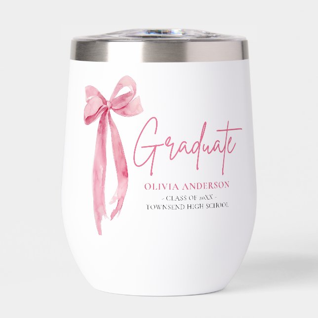 Modern Pink Bow Coquette Graduate Graduation (Front)