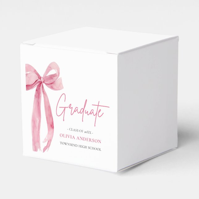 Modern Pink Bow Coquette Graduate Graduation Favour Box (Front Side)