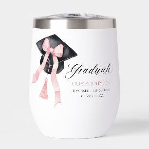 Modern Pink Bow Coquette Graduation Cap Graduate