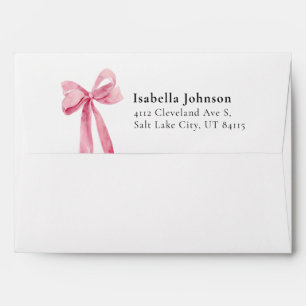 Modern Pink Bow Coquette Graduation Return Address Envelope