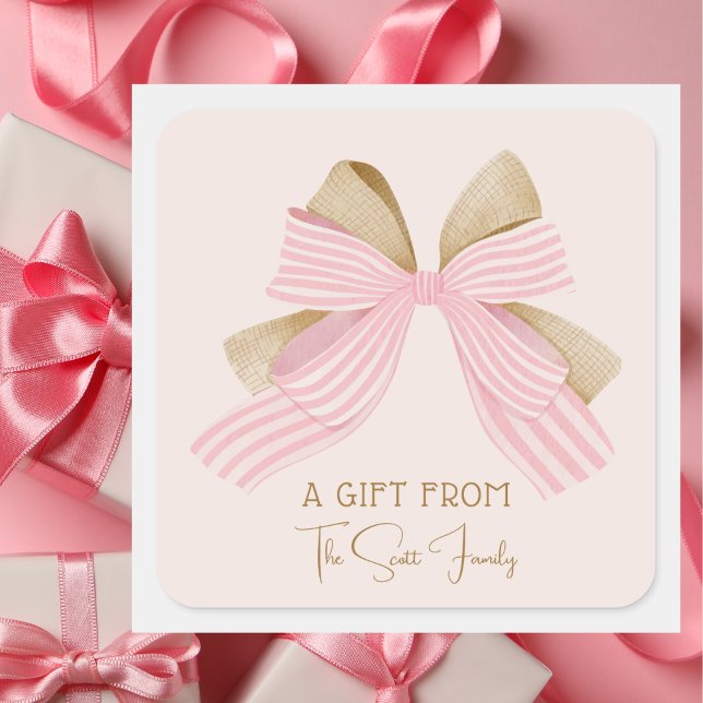 Modern Pink Bow Food or Gift Label (Creator Uploaded)