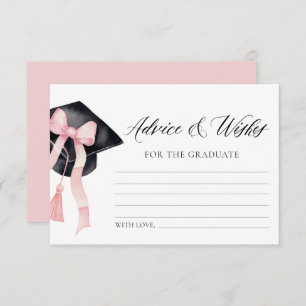 Modern Pink Bow Graduation Advice And Wishes Enclosure Card