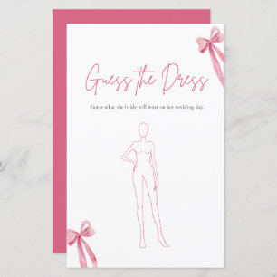 Modern Pink Bow Guess The Dress Bridal Shower Game