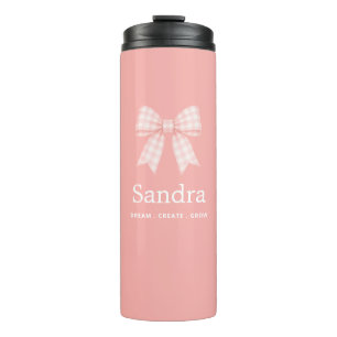 Modern Pink Bow Name Inspiring Quote Thermal Tumbler
