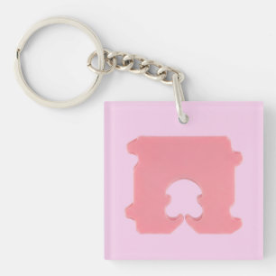 Modern Pink Bread Clip Geometric Silhouette Key Ring