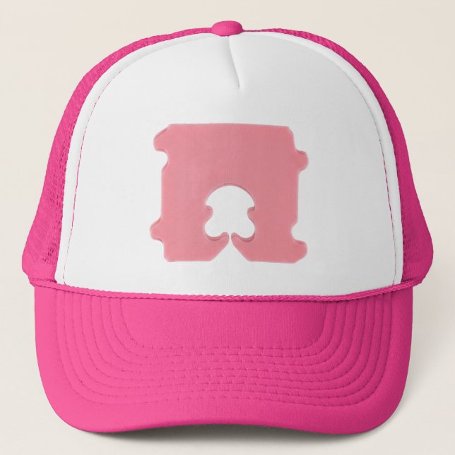 Modern Pink Bread Clip Geometric Silhouette Trucker Hat (Front)