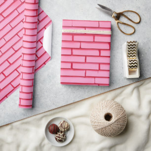 Modern Pink Brick Wall Pattern Wrapping Paper