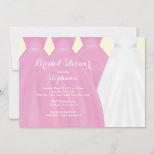 Modern Pink Bridesmaids Bride Dress Bridal Shower Invitation