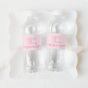 Modern Pink Bright Floral Bridal Shower Roses Water Bottle Label