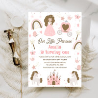 Modern Pink Brown Our Little Princess 1st Birthday