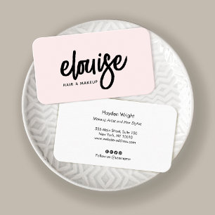 Modern Pink Brush Script Beauty Business Card