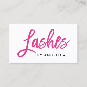 Modern Pink Brush Script Makeup Artist Lashes Business Card