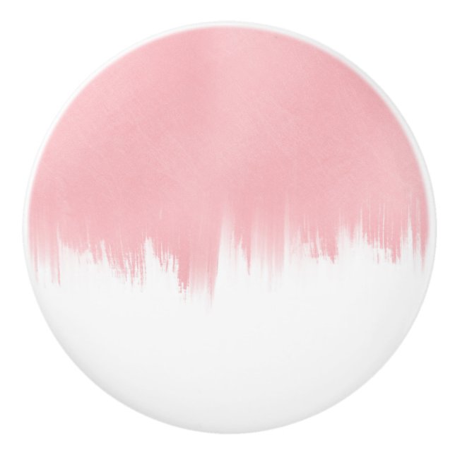 Modern Pink Brush strokes white Design Ceramic Knob (Front)