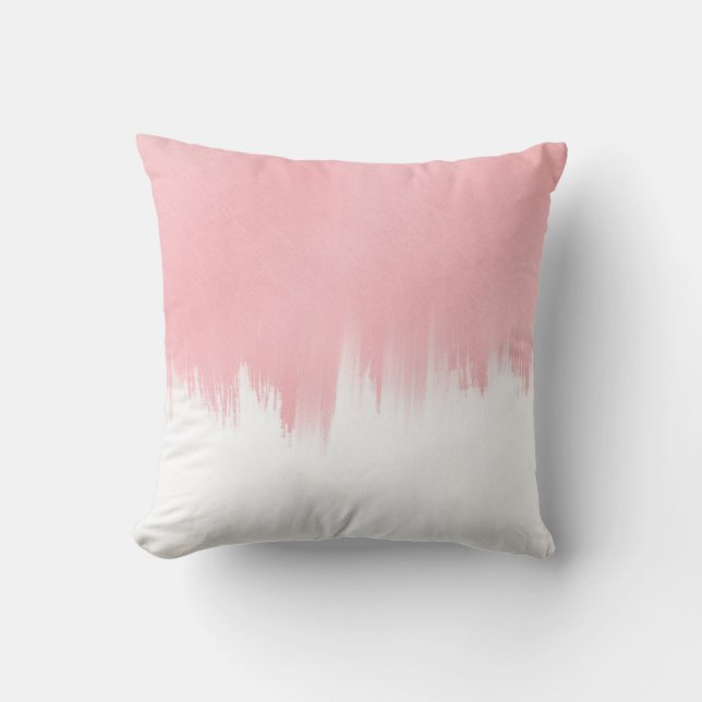 Modern Pink Brush strokes white Design Cushion (Front)