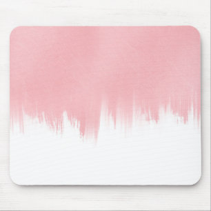 Modern Pink Brush strokes white Design Mouse Mat