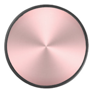 Modern Pink Brushed Metal Look Hockey Puck