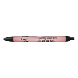 Modern Pink Brushed Metal Look Your Logo Here  Black Ink Pen