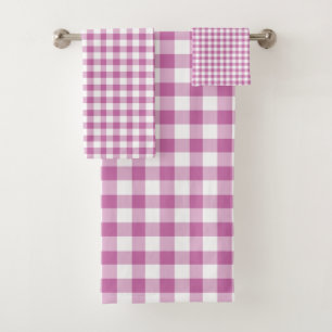 Modern Pink Buffalo Checks Bath Towel Set