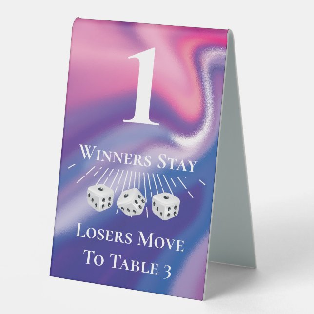 Modern Pink Bunco Dice Table Card (Front)