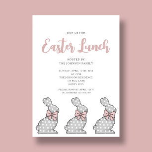 Modern Pink Bunny Easter Lunch Invitation
