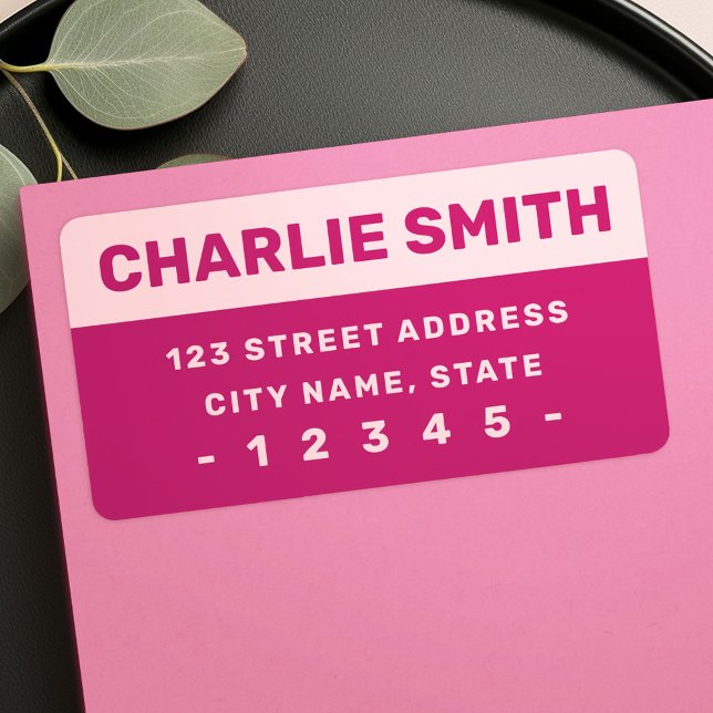 Modern pink burgundy bold font return address label (Modern pink burgundy bold font return address label)