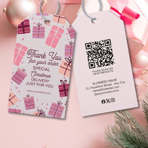 Modern Pink Business Festive Thank You Gift Tag