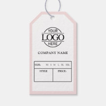 Modern Pink Business Logo Clothing Price Hang Tag