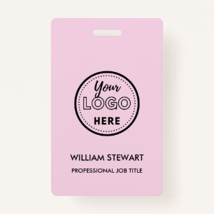 Modern Pink business logo Company Employee Staff ID Badge