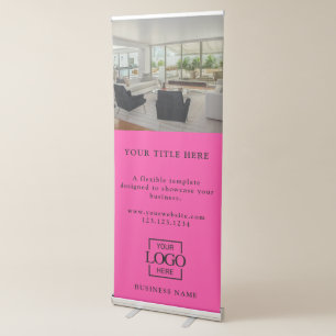 Modern Pink Business Logo & Photo Professional Retractable Banner