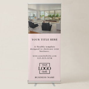 Modern Pink Business Logo & Photo Professional Retractable Banner