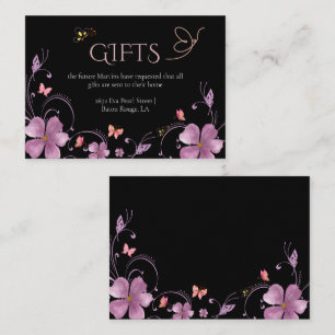Modern Pink Butterflies Bridal Shower Enclosure Card