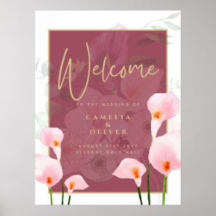 Modern Pink Calla Lily Wedding Welcome Sign