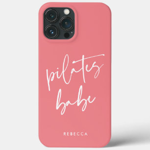 Modern Pink Calligraphy Workout Gym Pilates iPhone 13 Pro Max Case