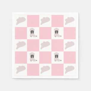 Modern Pink Checkered Cowgirl Rodeo Pattern Napkin