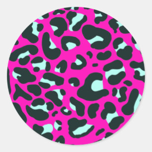Modern Pink Cheetah Leopard Animal Print Classic Round Sticker